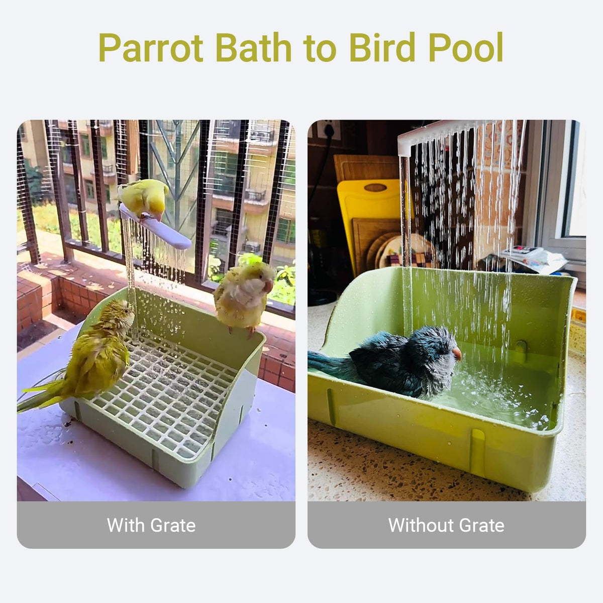 Bird Bath, Automatic Parrot Shower Bath with Pump, Birds Shower Bathtub with Running Water, Birdcage, Medium Birds Parakeets Budgies Cockatiels Conures Finches Lovebirds