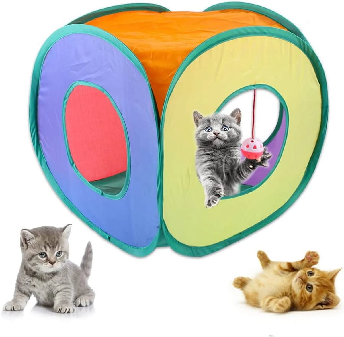 15PCS Cat Toys Kitten Toys Combination Tunnel Interactive Cat Toys Cat Tunnel Tease Cat Stick Colorful Mouse Plush Ball Bell Ball for Cats