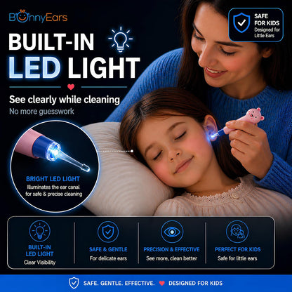 Ear Wax Removal Tool with Led Light for Kids - Toddlers, Infants, Baby and Adult by Bonnyears | Stainless Steel Earwax Remover Kit | Ear Pick Spoon Curette Tweezers Cleaning