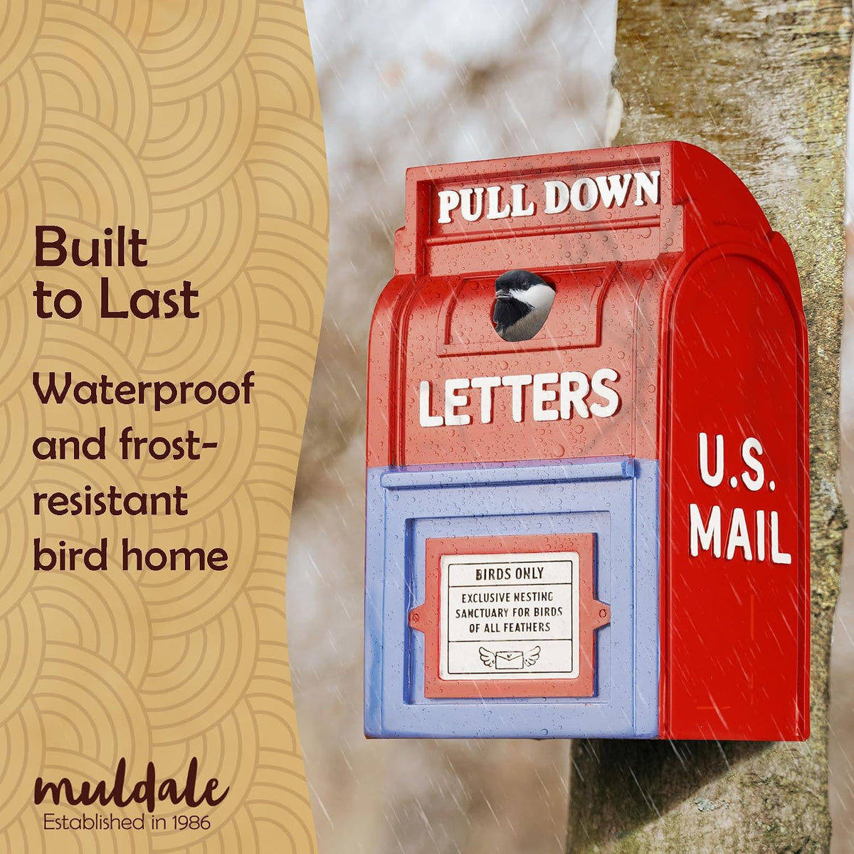 Outdoor Mailbox Birdhouse – Resin Weather-Resistant Wild Bird House
