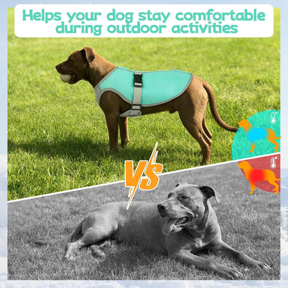 Cooling Vest for Dogs Summer Hiking, Mesh Cooling Apparel for Doggies Walking, Reflective Trim Dog Vest for Hot Weather with Buckle and Adjustable Fit, Green, XXL