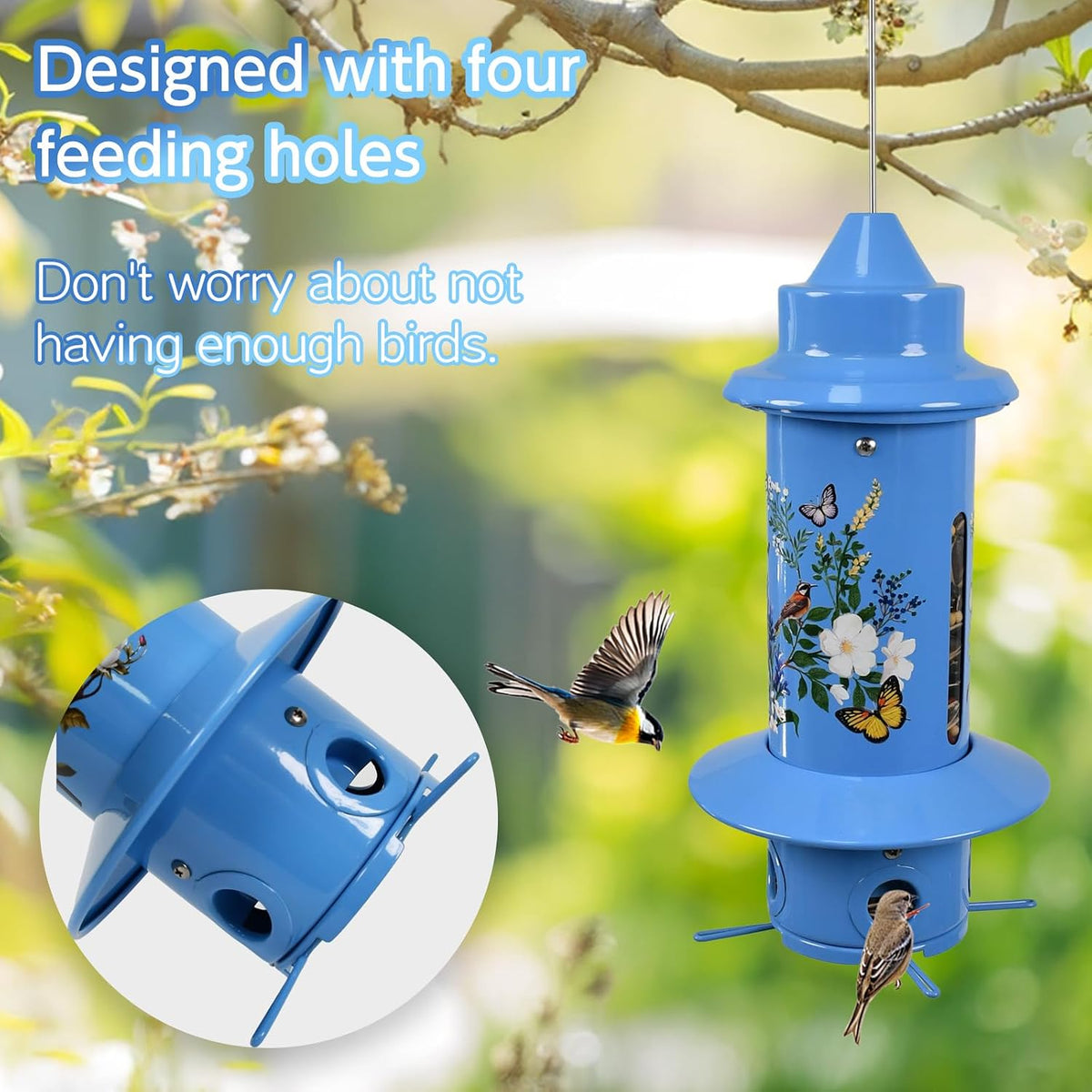 Squirrel Proof Bird Feeder for Outdoors, 5LB Metal Hanging Feeder