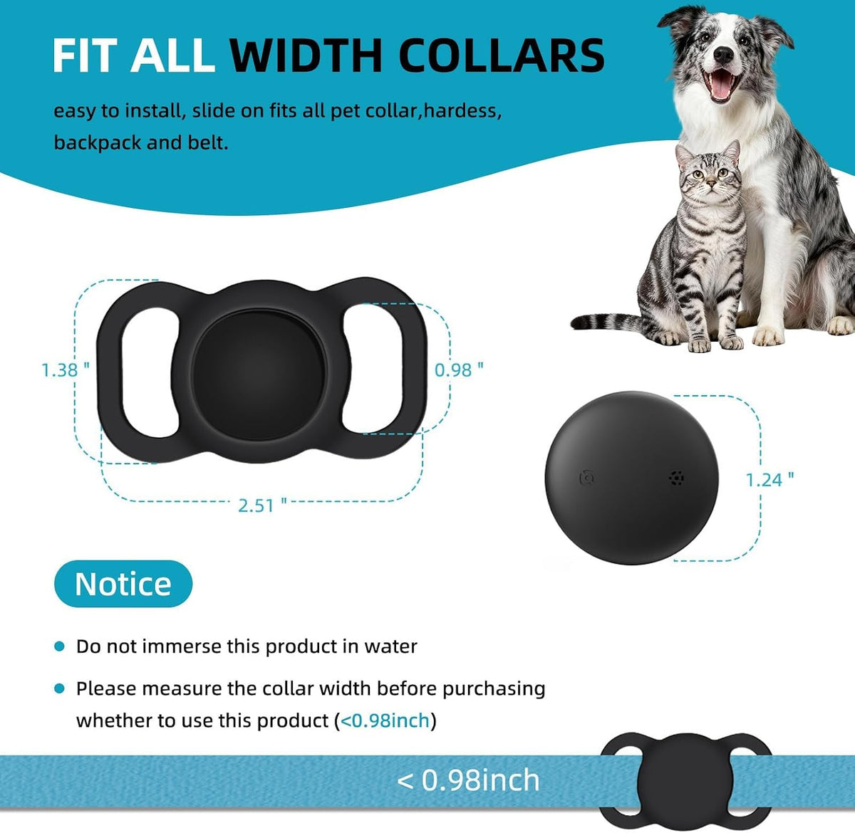 Android Smart GPS Dog Collar, Anti-Lost Tag No Subscription GJGAZ3-1P