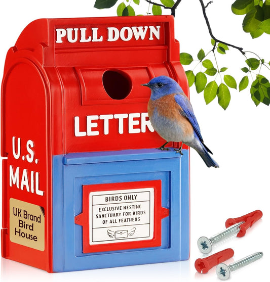 Outdoor Mailbox Birdhouse – Resin Weather-Resistant Wild Bird House