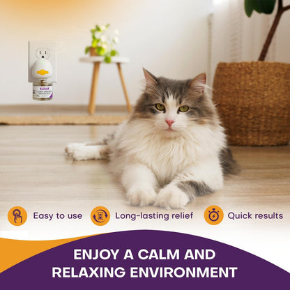 Cat Calming Diffuser Kit 2 Plug-In Diffusers & 3 Refills, Advanced Cat Pheromone Diffuser for Anxiety Relief Spraying, Scratching, Aggression & Fighting, Long-Lasting Solution for All Cats