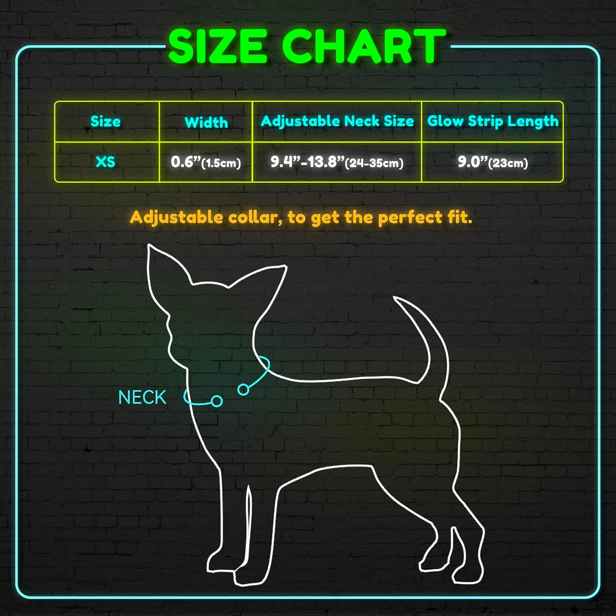 Adjustable LED Dog & Cat Collar - Rechargeable, Small Breeds, Green, 8.5-11.8 Inches, Nylon, Lightweight, Reflective, 2 Flash Modes