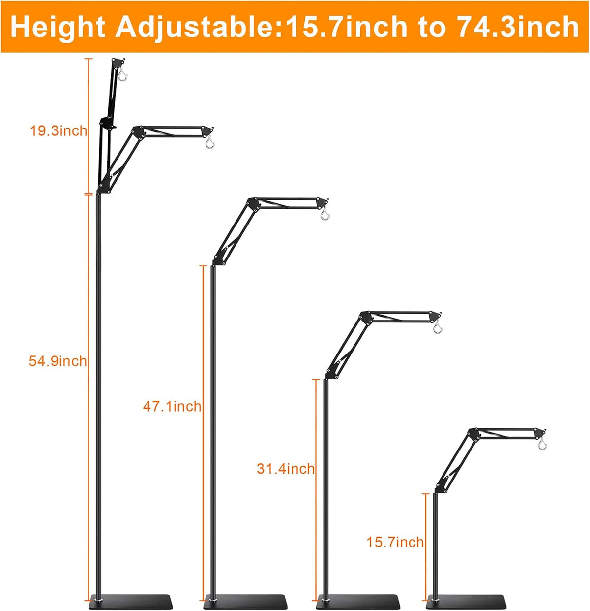 Reptile Lamp Stand Reptile Light Stand (15.7Inch to 74.3Inch)