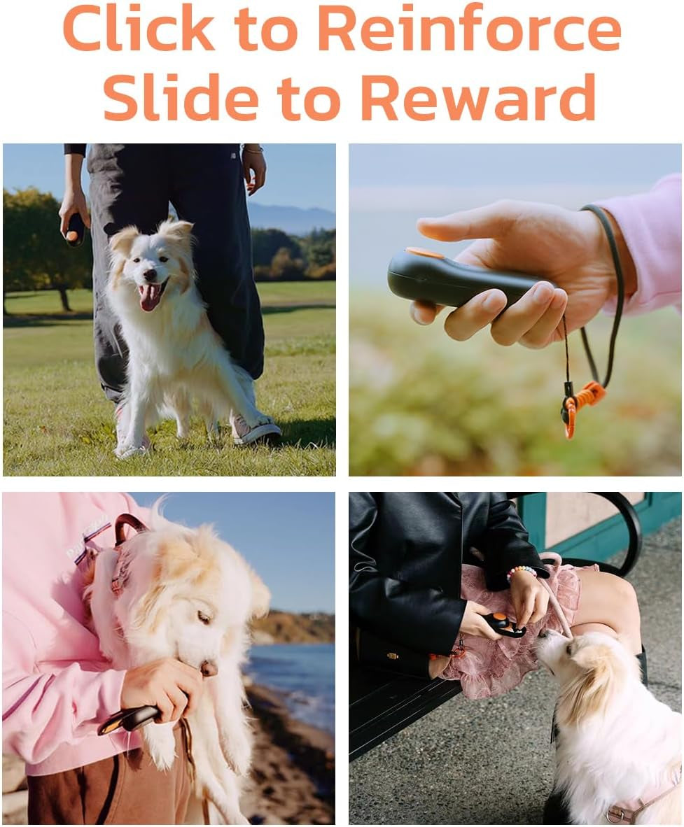 2-In-1 Dog Clicker for Training with Treat Storage, Black