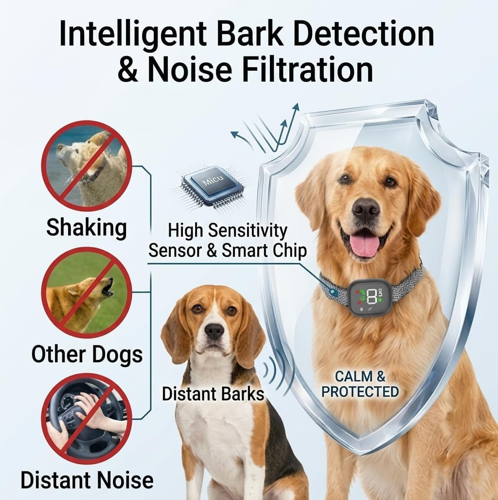 Noobark Dog Bark Collar, 4 Training Modes, 8 Sensitivity Levels