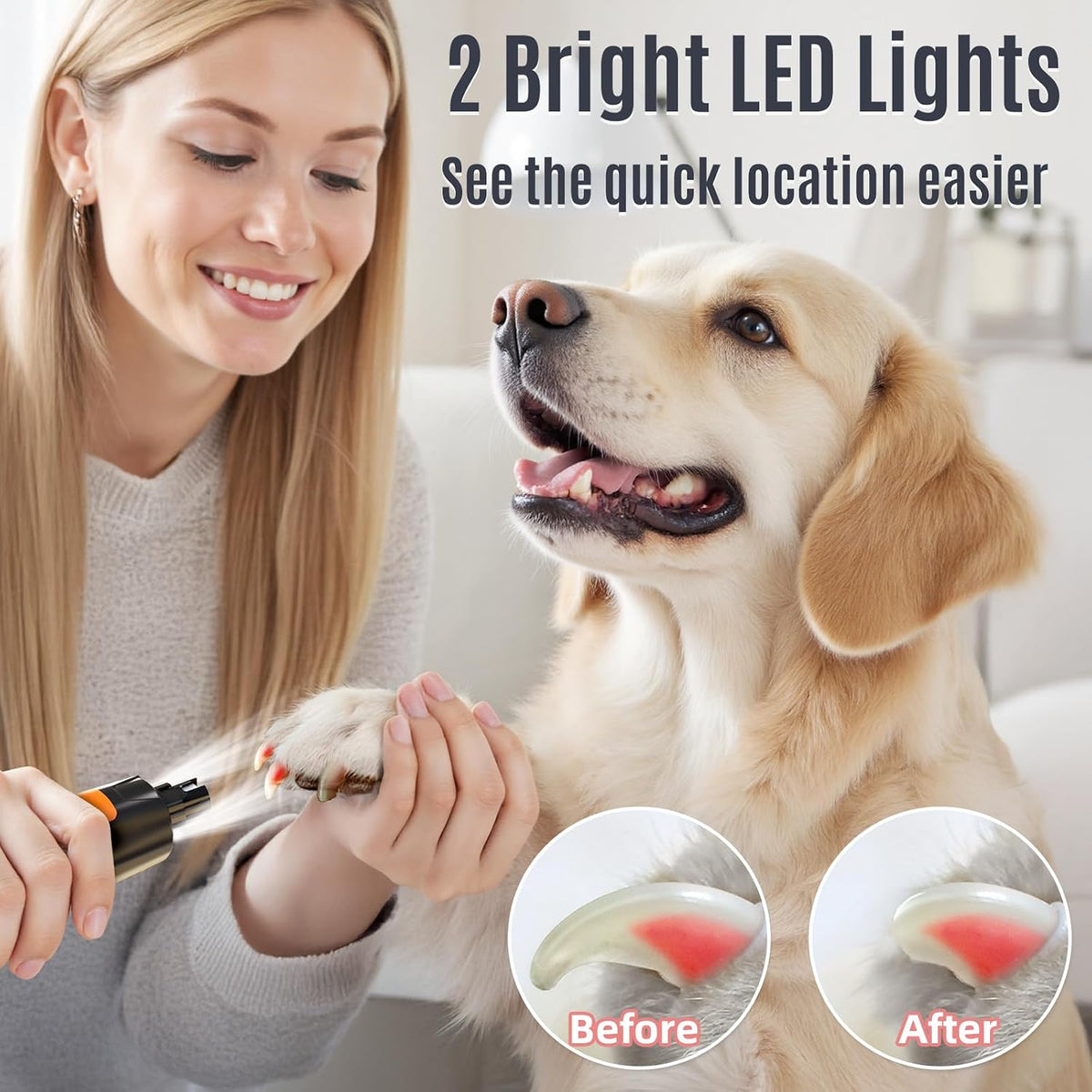 New 6-Speed Dog Nail Grinder - Whisper Quiet Safe Pet Nail Trimmers