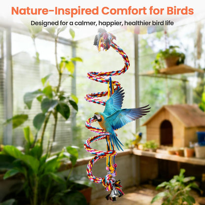 110" Ultra Long Bird Rope Perch Toys for Macaws. Heavy Duty Climbing Swing