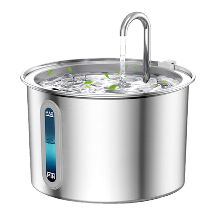 PWF-001 304 Stainless Steel Cat Water Fountain, 2L Water Fountains for Cats Indoor - Silver