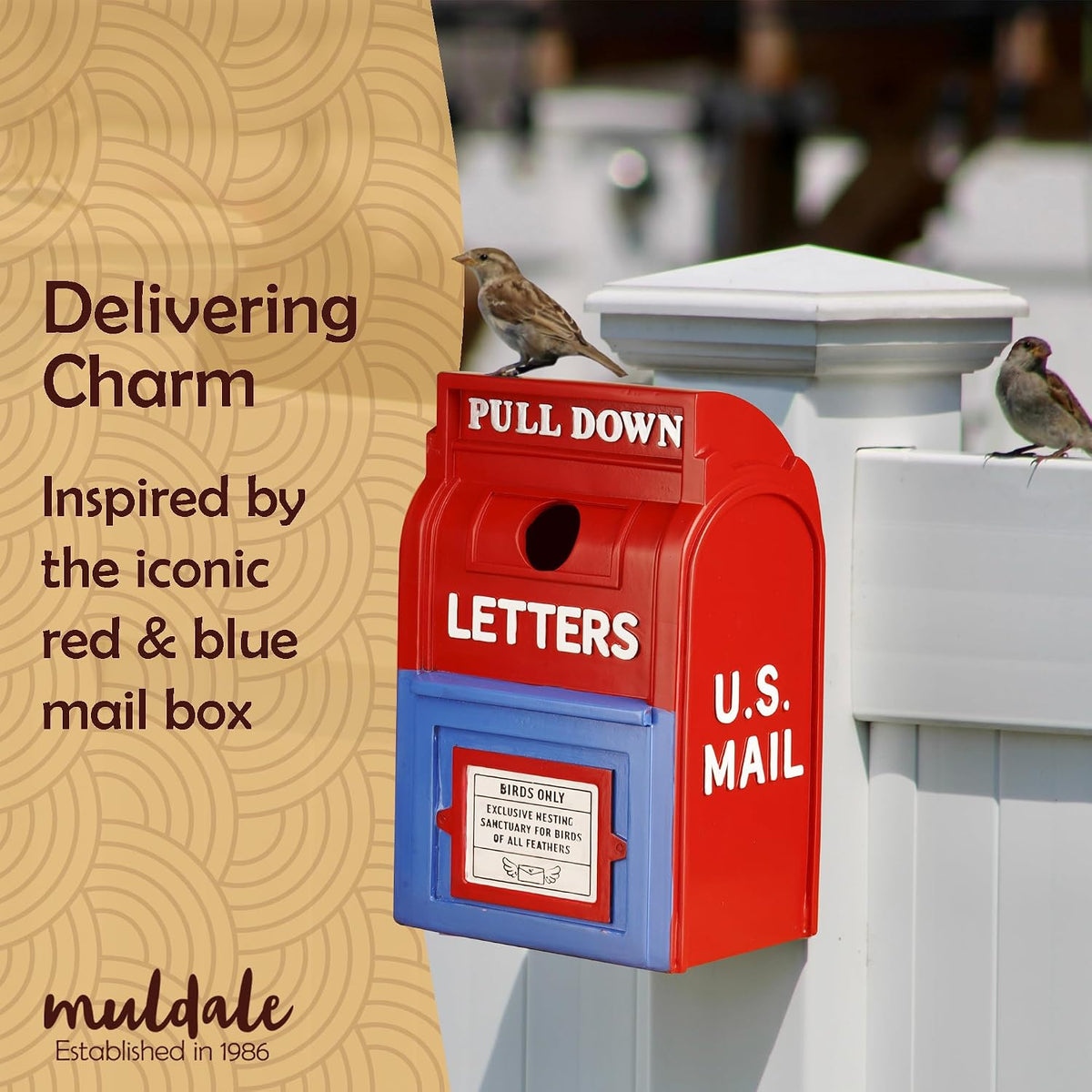 Outdoor Mailbox Birdhouse – Resin Weather-Resistant Wild Bird House