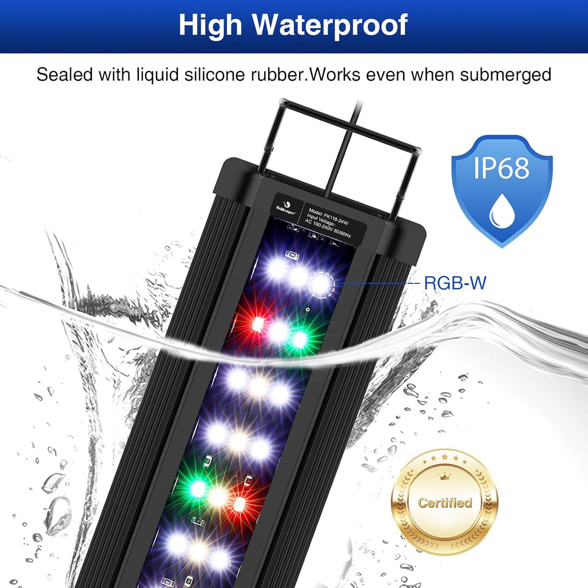 Aquarium Light, LED Fish Tank Lights with Auto Time Sync & 24/7
