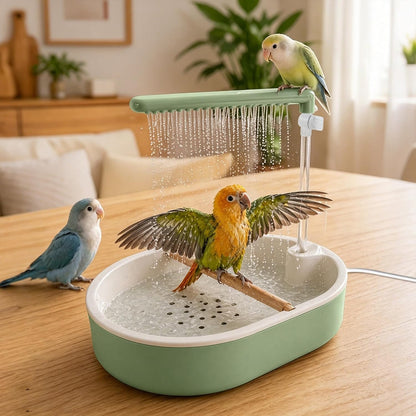 Automatic Parrot Bird Bath for Cage, Parakeet Bath Shower with Pump