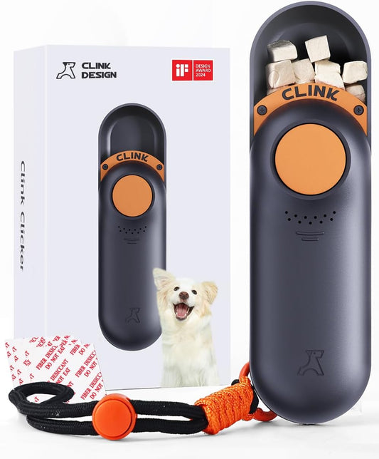 2-In-1 Dog Clicker for Training with Treat Storage, Black