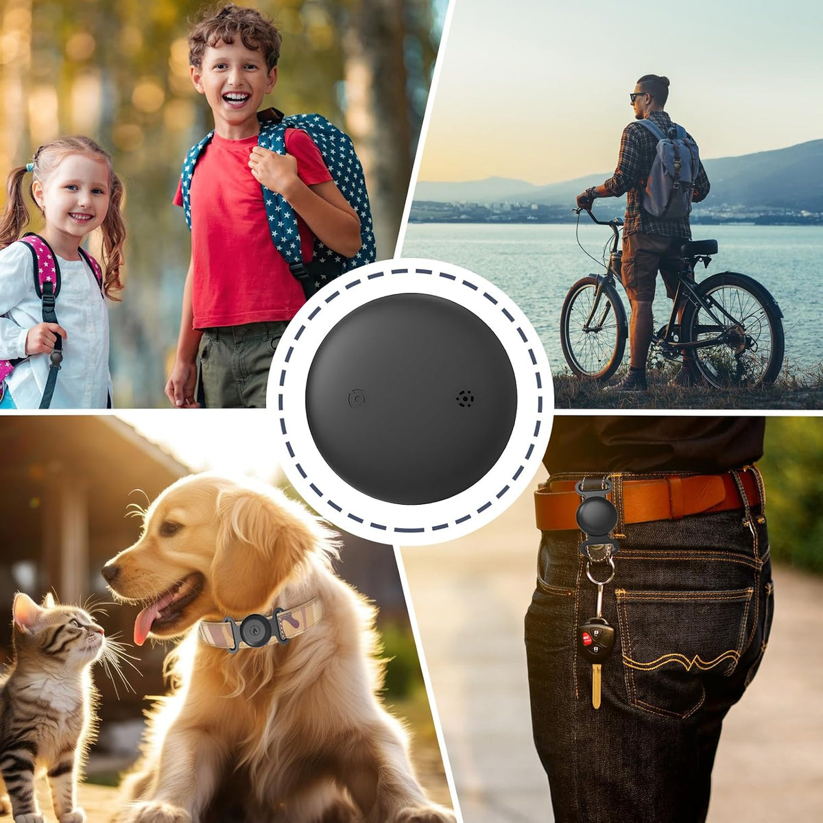 GPS Tracker for Dogs, Mini GPS Cat Tracker, IPX8 Waterproof GPS Trackers for Cats with Holder, No Monthly Fee, Work with Apple Find My(Ios Only), Smart Trackers for Dogs-Pink-4