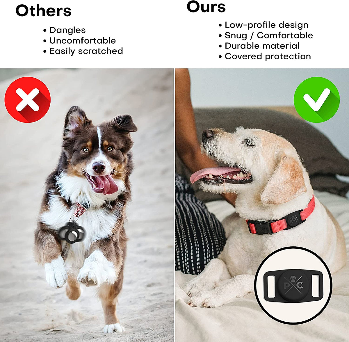 Airtag Pet Collar Holder, Durable Protective Case for Apple Airtag GPS Tracking for Dogs and Cats
