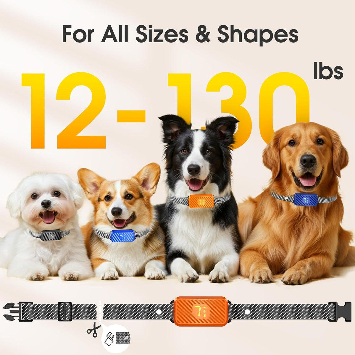 Dog Bark Collar for Large Medium Small Dogs, Effective No-Bark Collar, Smart Barking Collar, 2026 Upgraded Bark Collar with 7 Sensitivity, 3 Modes,Carrot Orange