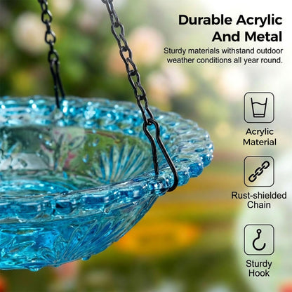 Solar Cascade Hanging Bird Bath Fountain for Hummingbird Garden Decor