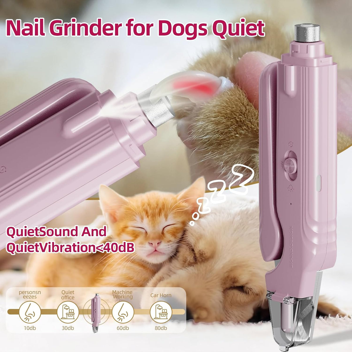 2 in 1 Dog & Cat Pets Nail Clippers and Grinder with Lights - Safety Guard to Avoid Overcutting,Professional Pet Nail Claw Trimmers, Professional Grooming Tools for Pets (Medium & Small Pet)，Pink