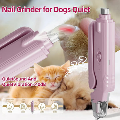 2 in 1 Dog & Cat Pets Nail Clippers and Grinder with Lights - Safety Guard to Avoid Overcutting,Professional Pet Nail Claw Trimmers, Professional Grooming Tools for Pets (Medium & Small Pet)，Pink