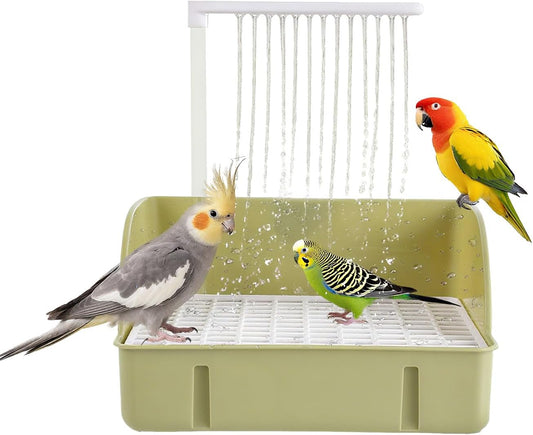 Bird Bath, Automatic Parrot Shower Bath with Pump, Birds Shower Bathtub with Running Water, Birdcage, Medium Birds Parakeets Budgies Cockatiels Conures Finches Lovebirds