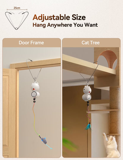 Interactive Cat Toys for Indoor Cats, 2 in 1 Automatic Laser Teaser Cat Toy, USB Rechargeable Self Play Toy for Cats and Kittens, White