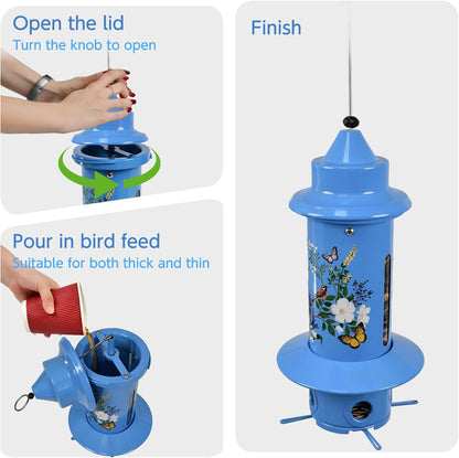 Squirrel Proof Bird Feeder for Outdoors, 5LB Metal Hanging Feeder