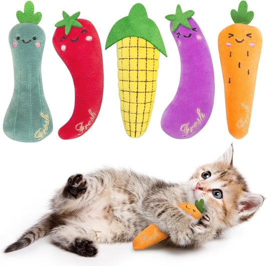 Catnip Cat Toys 5 Pack Vegetable Plush for Indoor Cats