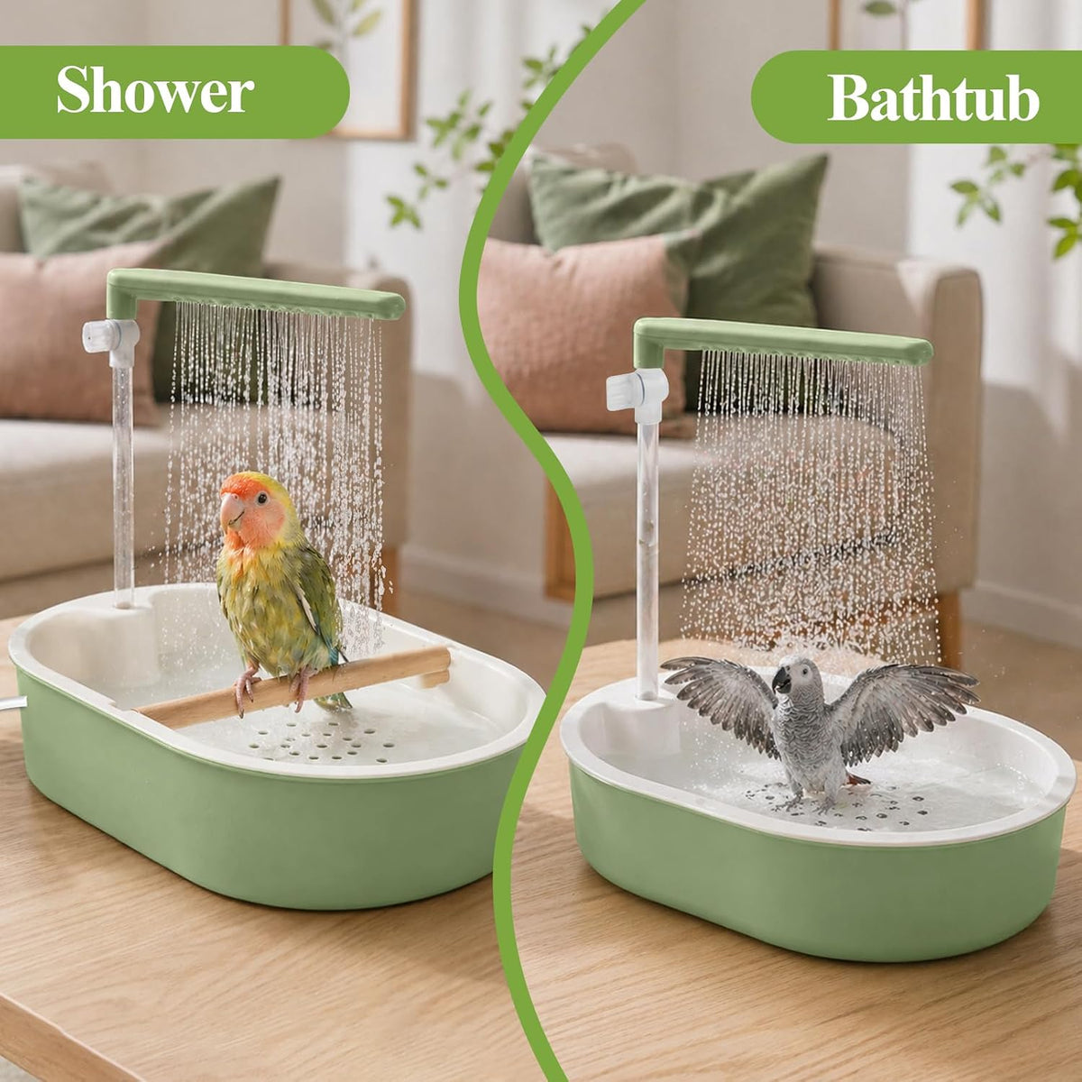 Automatic Parrot Bird Bath for Cage, Parakeet Bath Shower with Pump