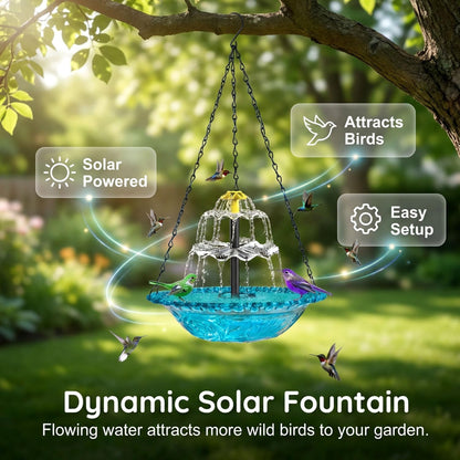 Solar Cascade Hanging Bird Bath Fountain for Hummingbird Garden Decor