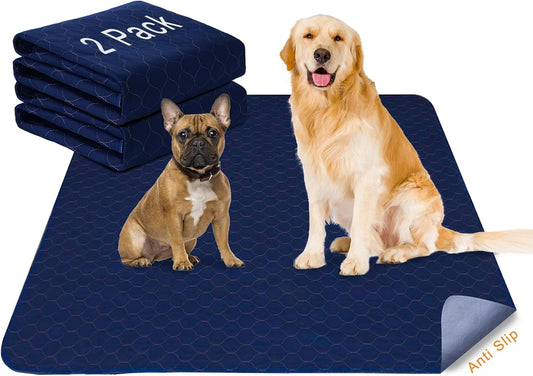 2Pack Pee Pads for Dogs Washable 53”X53”, Pet Pads Waterproof,Anti Skid for Whelping Training