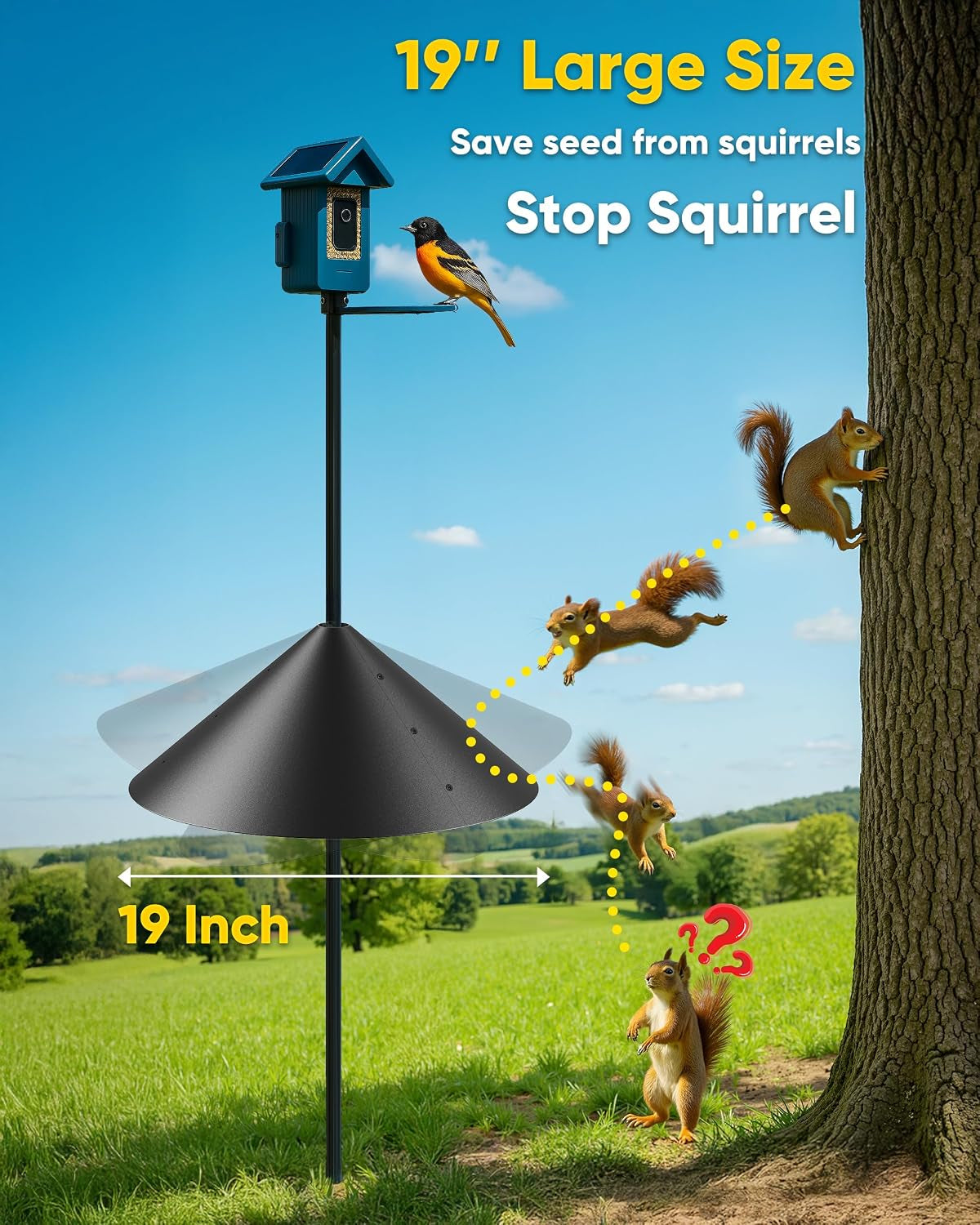 19 Inch Metal Squirrel Baffle for Bird Feeder Pole