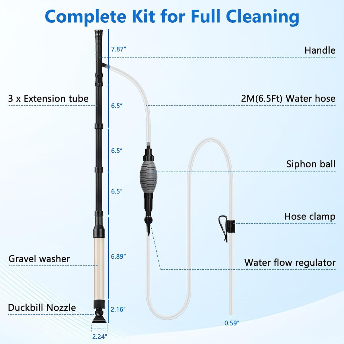 Gravel Vacuum for Aquarium Siphon - Adjustable Flow Fish Tank Cleaner