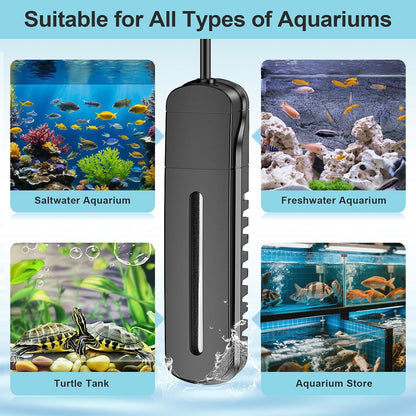 Aquarium Heater, 100W/200W/300W/500W Fish Tank Heater with Upgraded LED Large Display, Up/Down Control Buttons and Intelligent Leaving Water Automatic Power-Off for Saltwater and Freshwater
