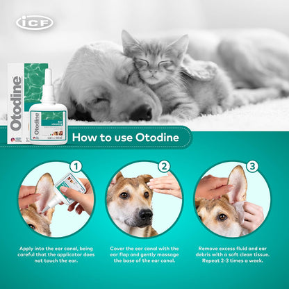 Otodine Dog Ear Cleaner Solution Drops for Itchy Ears, Infections, Head Shaking, Scratching, Wax, Debris & Odor - Tris-Edta Flush - Gentle & Safe for Cats & Puppies - 100Ml