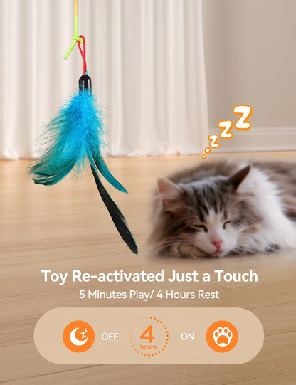 Interactive Cat Toys for Indoor Cats, 2 in 1 Automatic Laser Teaser Cat Toy, USB Rechargeable Self Play Toy for Cats and Kittens, White