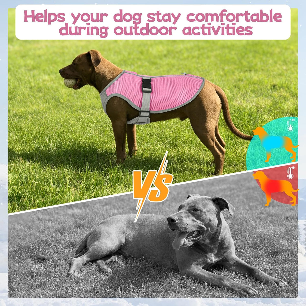 Cooling Dog Vest for Hiking, Mesh Cooling Jacket for Puppy Outdoor Play, Buckle Closure Cooler Dogs Vest with Easy on off Design, Pink, L