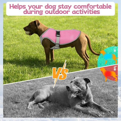 Cooling Dog Vest for Hiking, Mesh Cooling Jacket for Puppy Outdoor Play, Buckle Closure Cooler Dogs Vest with Easy on off Design, Pink, L