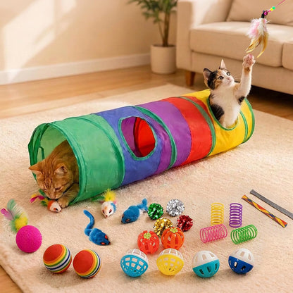 25 Pcs Cat Toys Set, Cat Tunnel Toy for Indoor Cats, Kittens