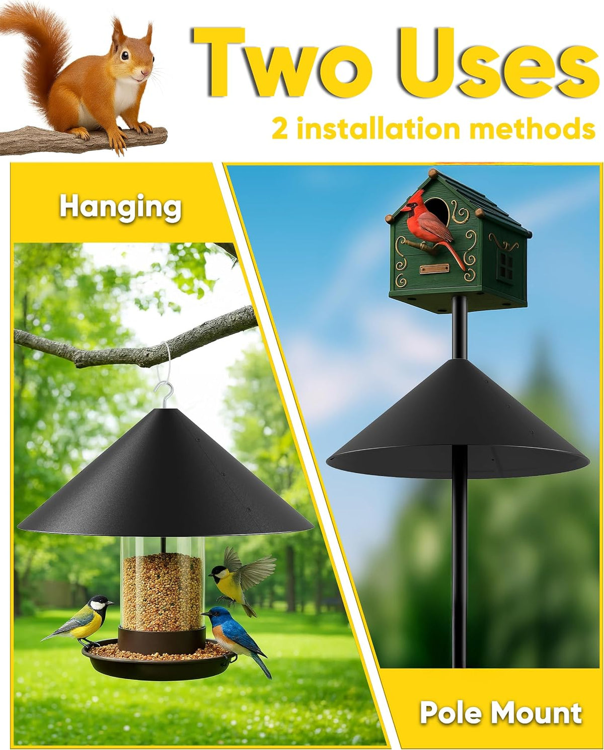 19 Inch Metal Squirrel Baffle for Bird Feeder Pole