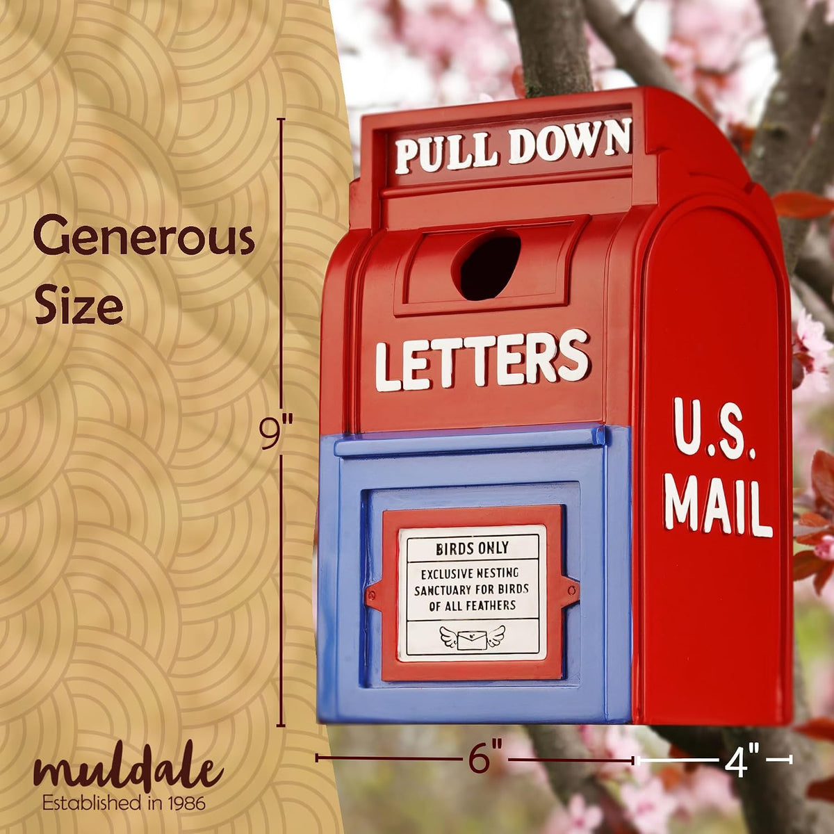 Outdoor Mailbox Birdhouse – Resin Weather-Resistant Wild Bird House