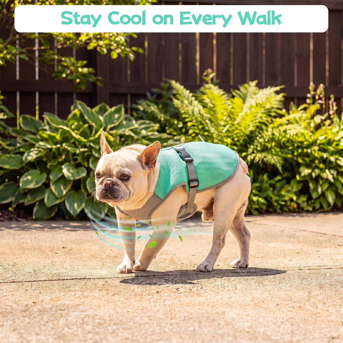 Cooling Vest for Dogs Summer Hiking, Mesh Cooling Apparel for Doggies Walking, Reflective Trim Dog Vest for Hot Weather with Buckle and Adjustable Fit, Green, XXL
