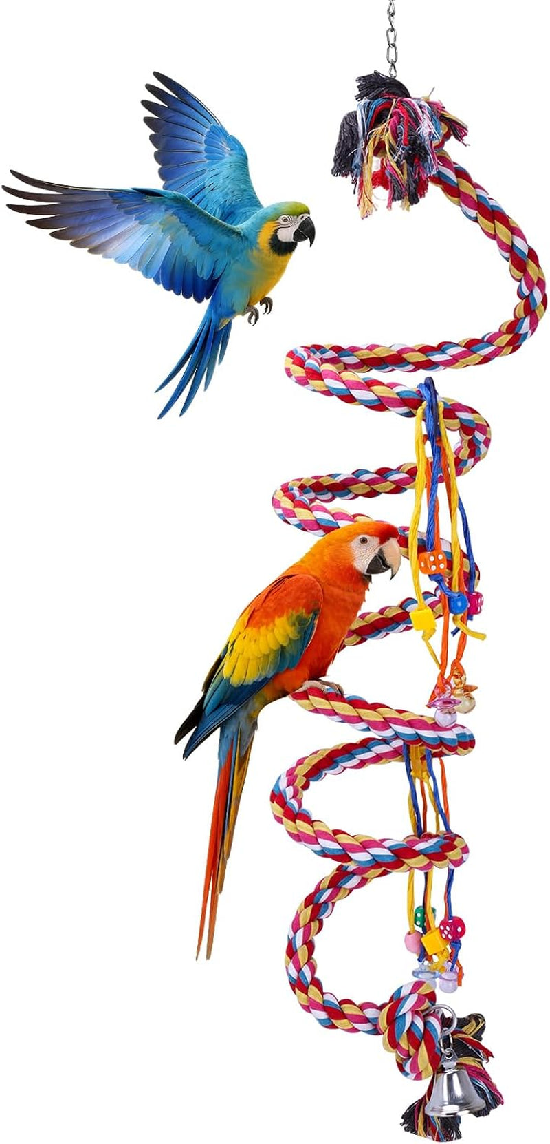 110" Ultra Long Bird Rope Perch Toys for Macaws. Heavy Duty Climbing Swing