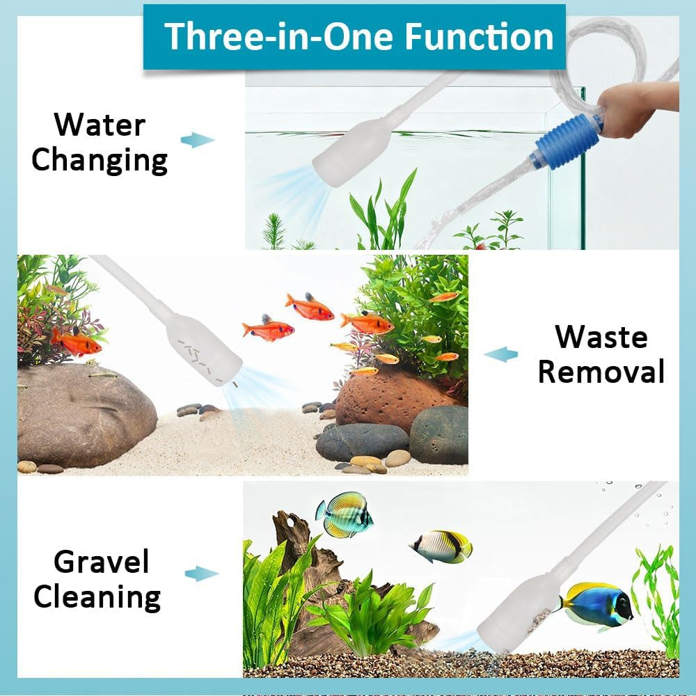 Fish Tank Gravel Cleaning Tools Aquarium Cleaner Hand Siphon Vacuum Pump Water Changer Turtle Tank Accessories