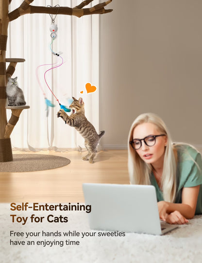 Interactive Cat Toys for Indoor Cats, 2 in 1 Automatic Laser Teaser Cat Toy, USB Rechargeable Self Play Toy for Cats and Kittens, White