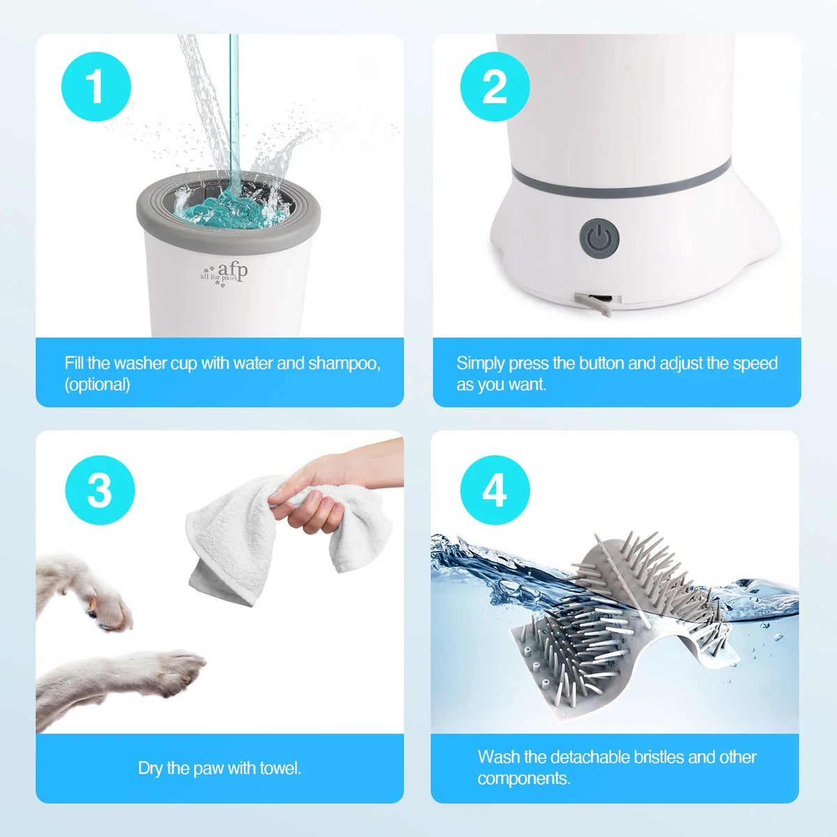 Automatic Dog Paw Washer Cup for Small to Medium-Sized Dogs, USB Rechargeable Dog Claw Cleaner