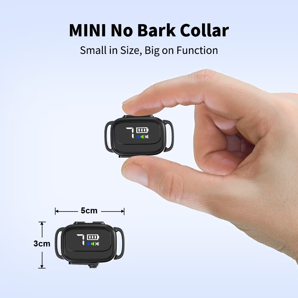Anti-Bark Collar for Small Dogs, No Shock anti Barking Collars with 7 Sensitivities, 3 Adjustable Modes Beep & Vibration, IP67 Waterproof - Effective & Humane Small Dogs Bark Collar-Black