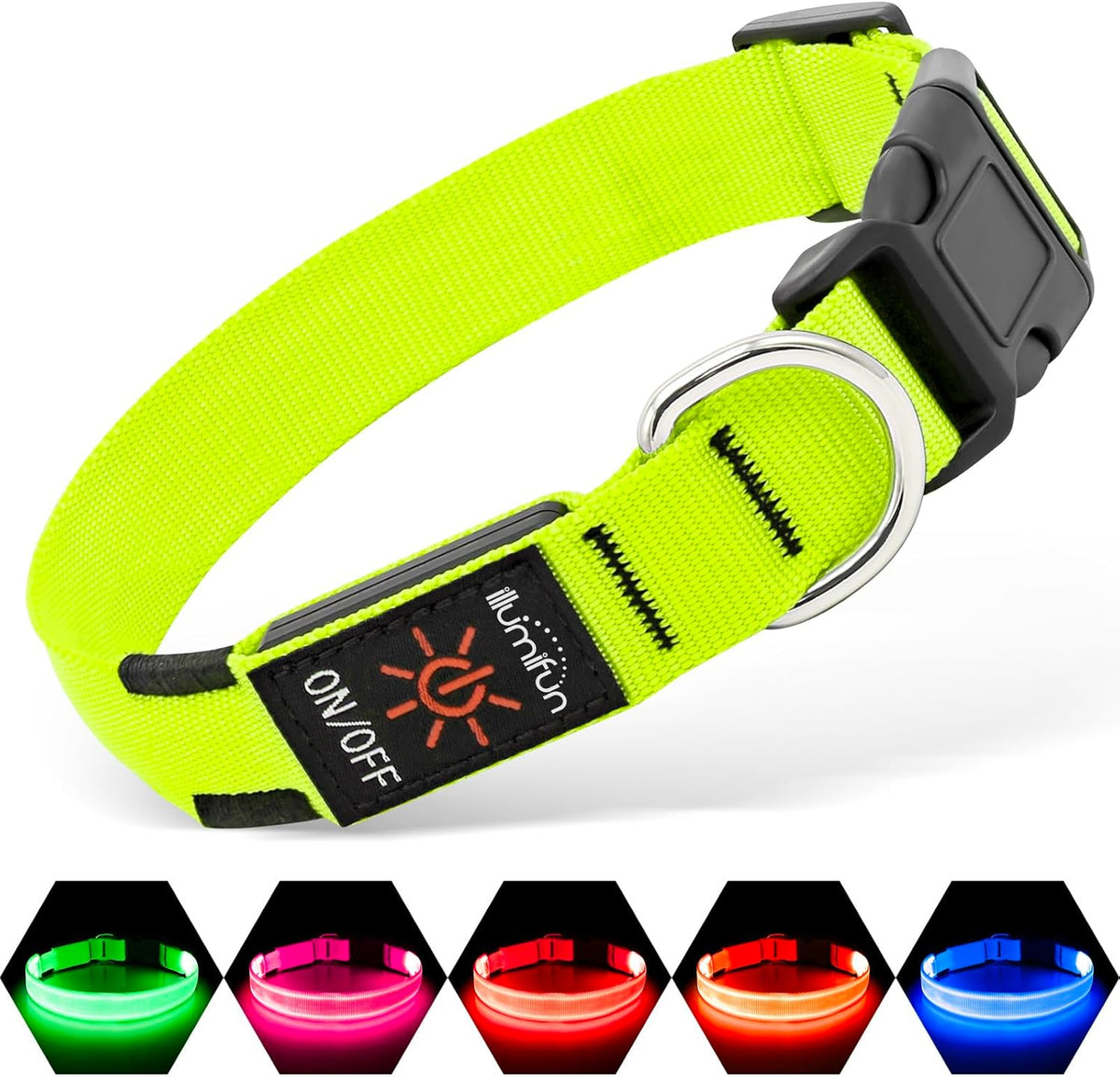 LED Dog Collar, Rechargeable Glow in the Dark Safety Collar for Night Walking